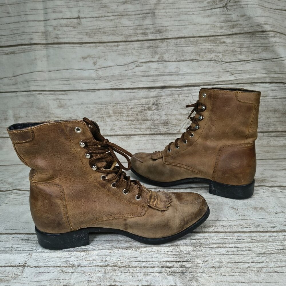 Ariat Brown Leather Western Paddock Kiltie Boots Size Women 7 - Picture 7 of 8